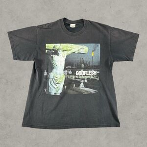 Vintage Godflesh Shirt Mens Large Black 90s Y2K Songs Of Love And Hate Band Tee